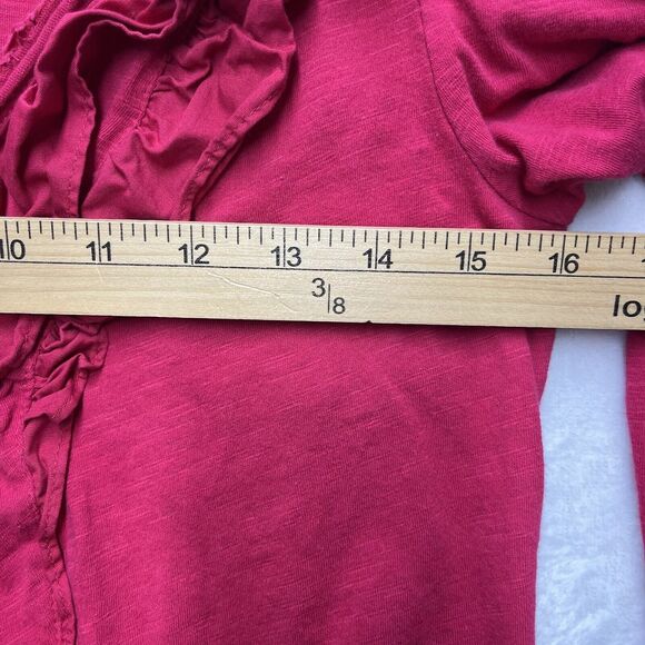 Anthropologie Ruffle V-Neck Long Sleeve Top Womens XS Pink Fuchsia Edwardian - Picture 6 of 11
